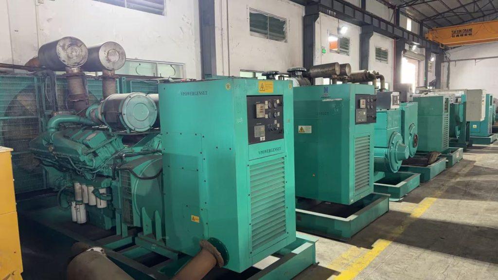 Multiple Cummins KTA38 generator sets in warehouse