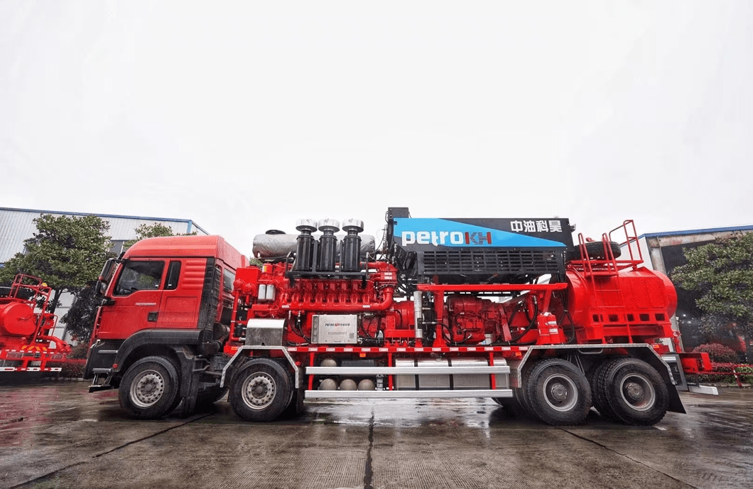 Fracturing truck transporting diesel generator front view