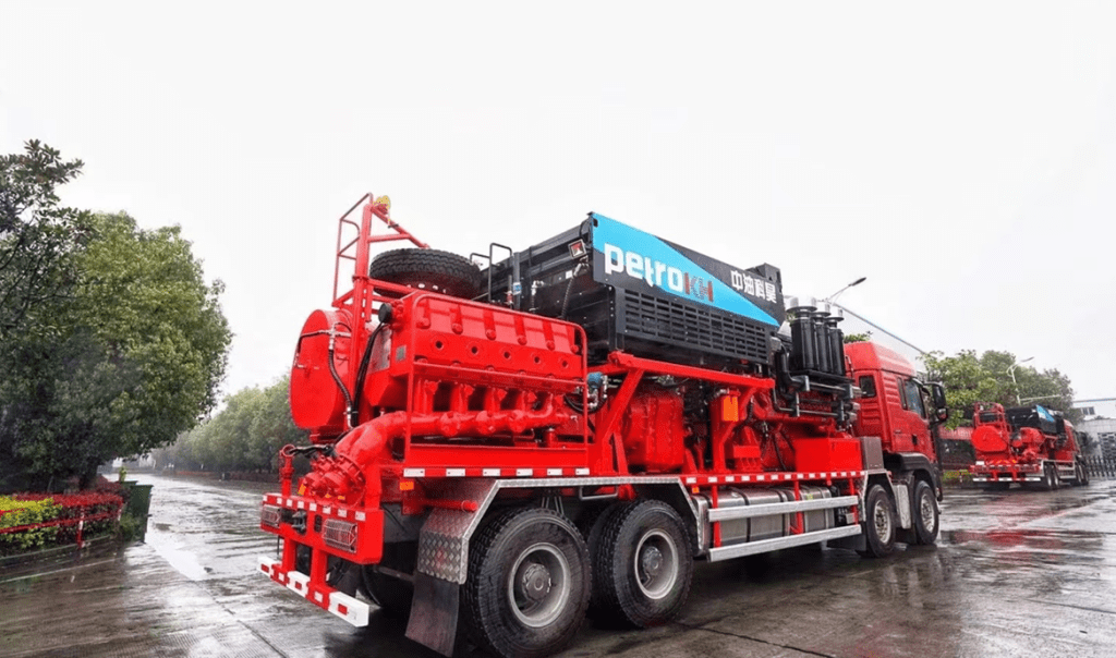 Industrial generator truck prepared for export transport side view