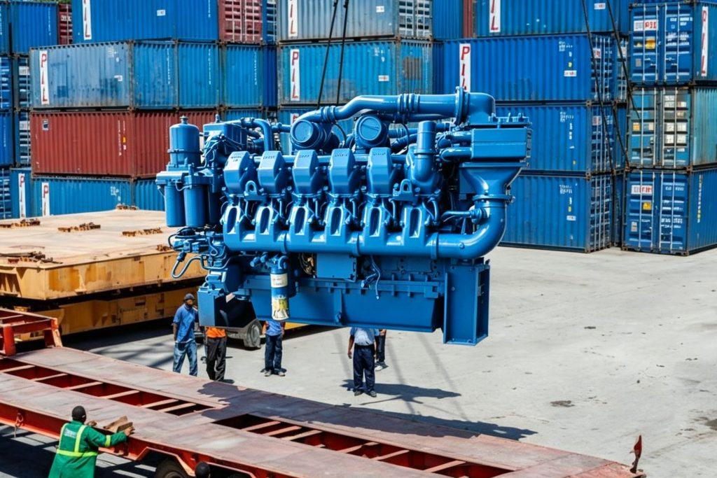 Large diesel generator loading before export shipment